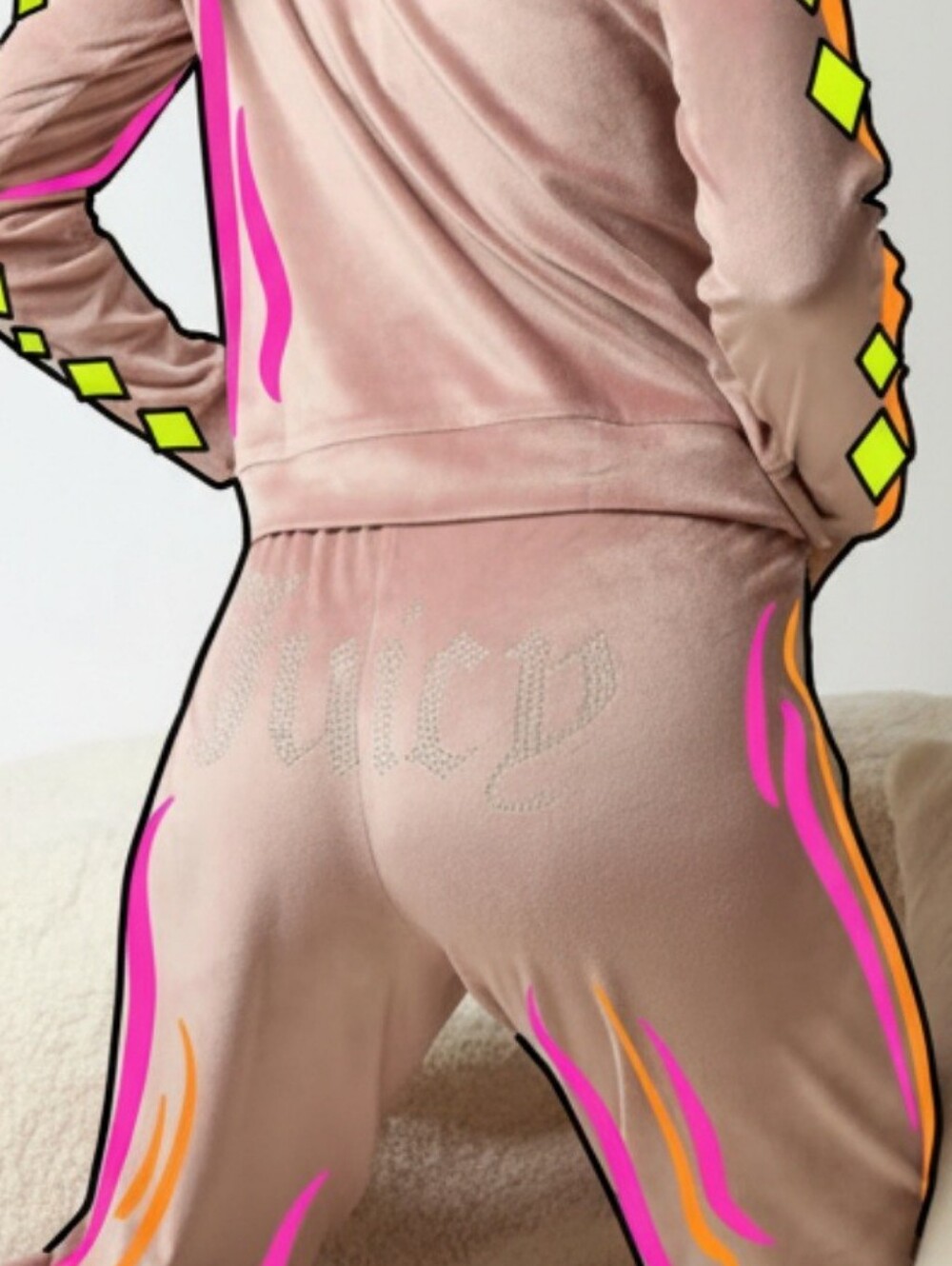 Juicy Couture Dusty Rose  Rhinestone Crown Details Sleepwear Pants EUC SZ S